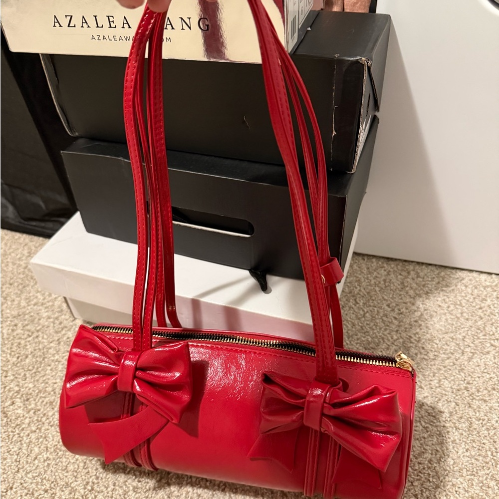 Fashion Nova Red Bow Shoulder Bag